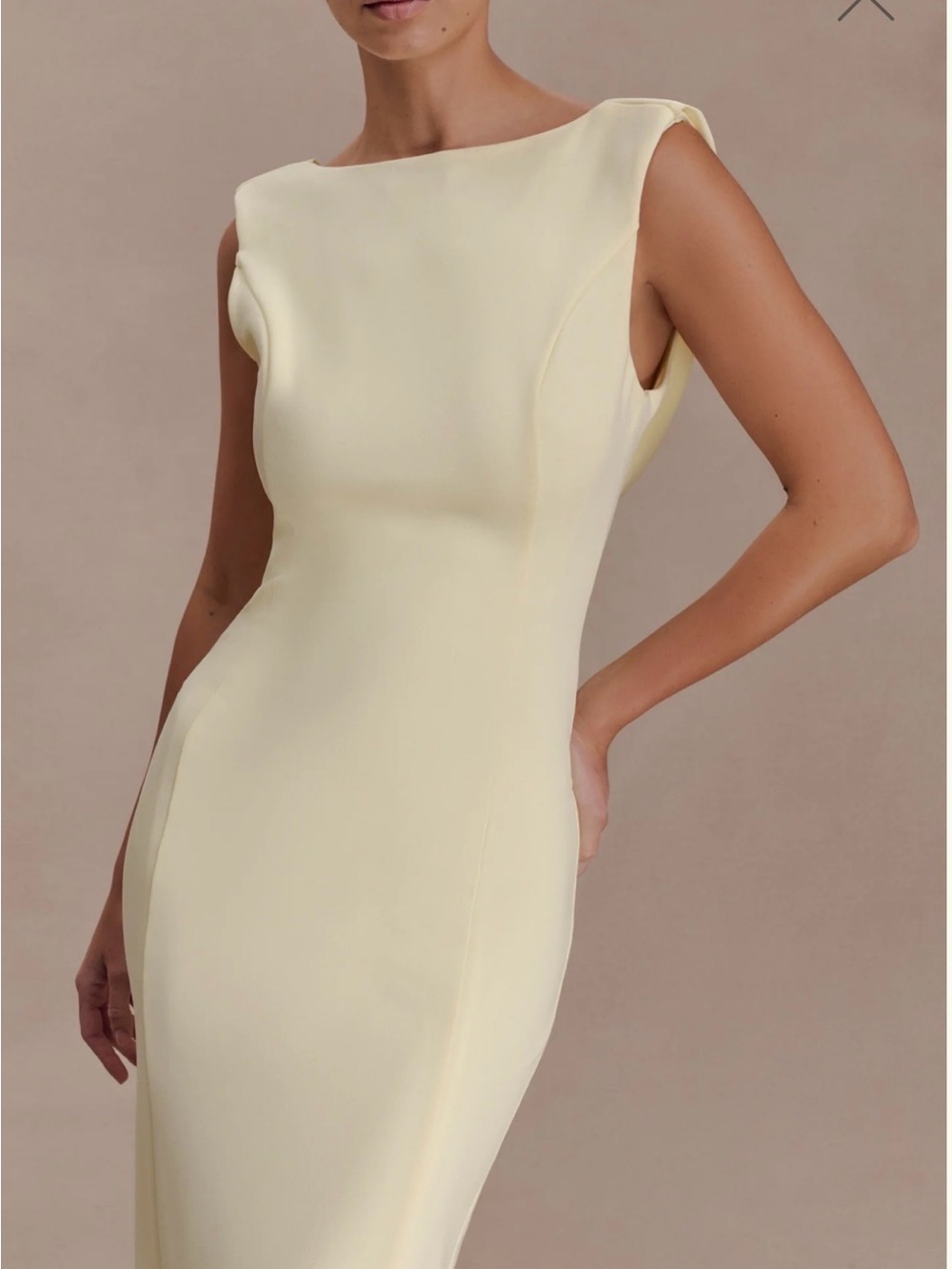 Meshki “Galilea”Crepe Draped Maxi Dress- Lemon EUC (worn once and dry cleaned) - Picture 4 of 5